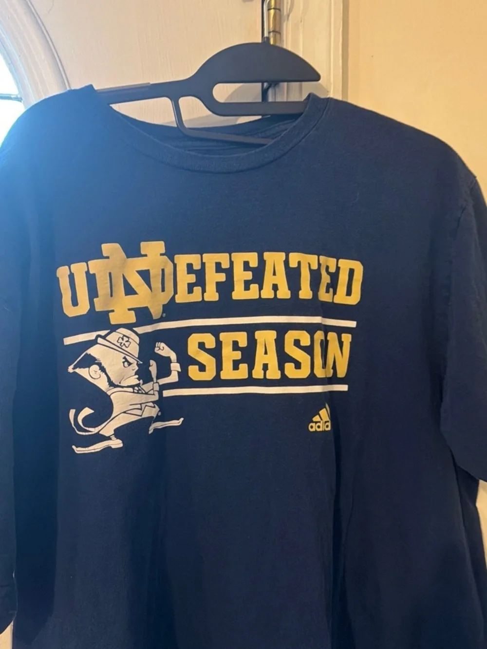 adidas Men’s Navy Long Sleeve 'Undefeated Season' Graphic Tee Notre Dame